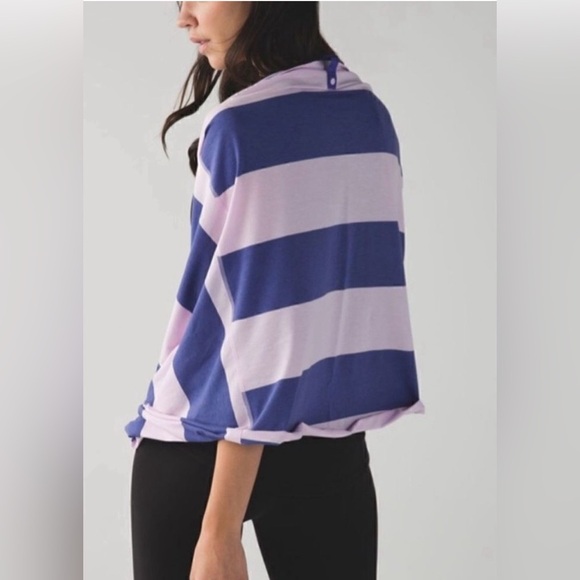 LULULEMON VINYASA SCARF STRIPED TWO TONE PINK PURPLE NWOT FULL BUTTON RARE Y2K - Picture 2 of 5